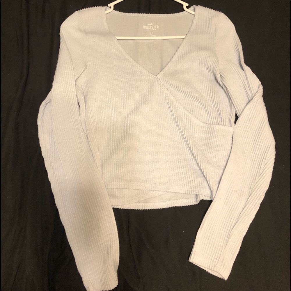 Baby Blue Hollister Wrap Long Sleeve Crop Top